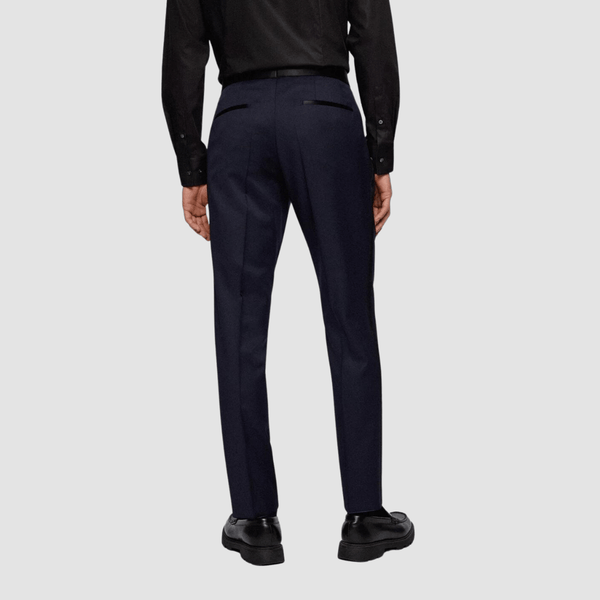 Hugo Boss Slim Fit Genius Tuxedo Trouser in Dark Blue Pure Wool