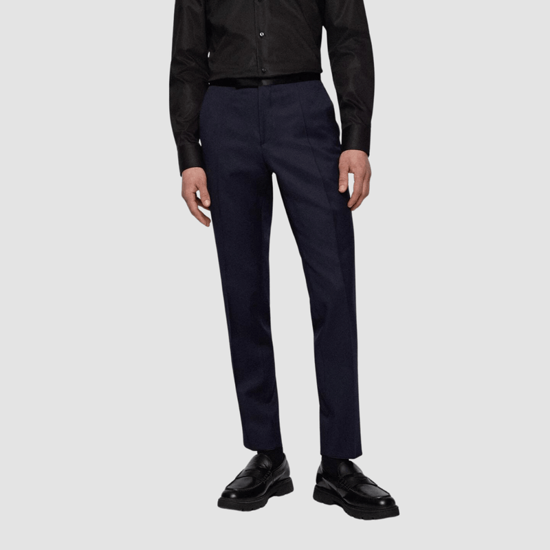 Hugo Boss Slim Fit Genius Tuxedo Trouser in Dark Blue Pure Wool