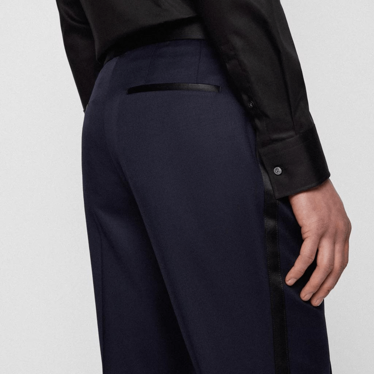 Hugo Boss Slim Fit Genius Tuxedo Trouser in Dark Blue Pure Wool