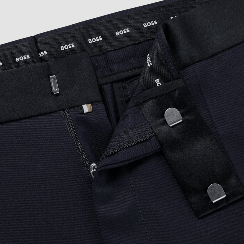 Hugo Boss Slim Fit Genius Tuxedo Trouser in Dark Blue Pure Wool
