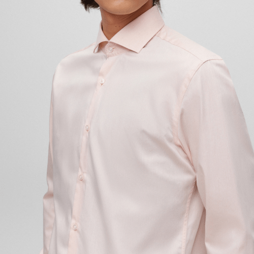 Hugo Mens Slim Fit Kason Shirt in Light Pink Cotton