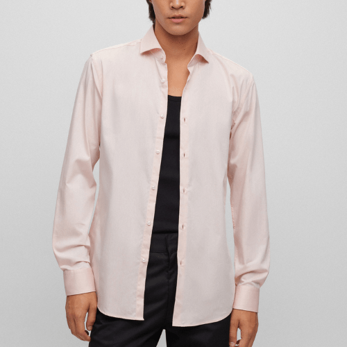 Hugo Mens Slim Fit Kason Shirt in Light Pink Cotton