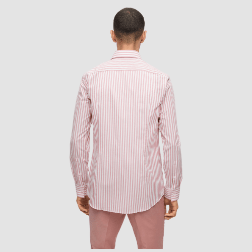 Hugo Slim Fit Kason Shirt in Red and White Stripe Cotton