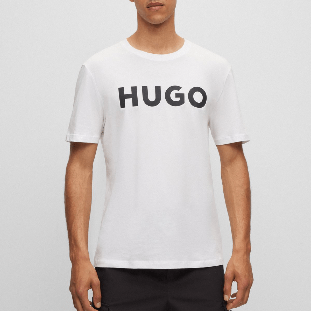 Hugo Boss Mens Classic Fit Jersey Cotton Boss Logo T-Shirt in Open Whi ...