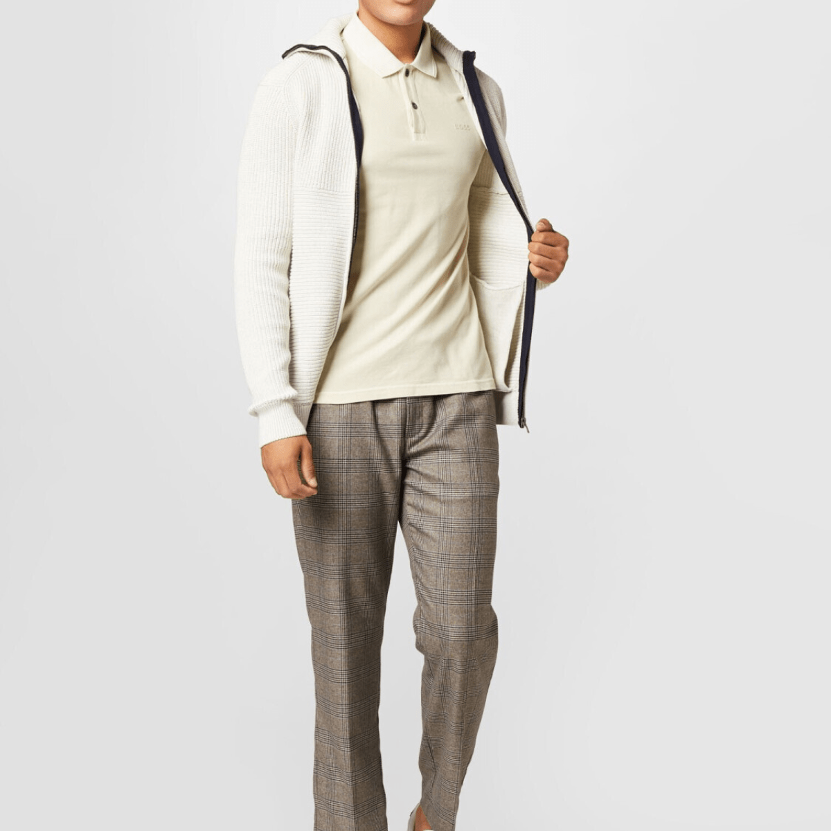 Hugo Boss Slim Fit Prime Polo in Open White Washed Pure Cotton Pique