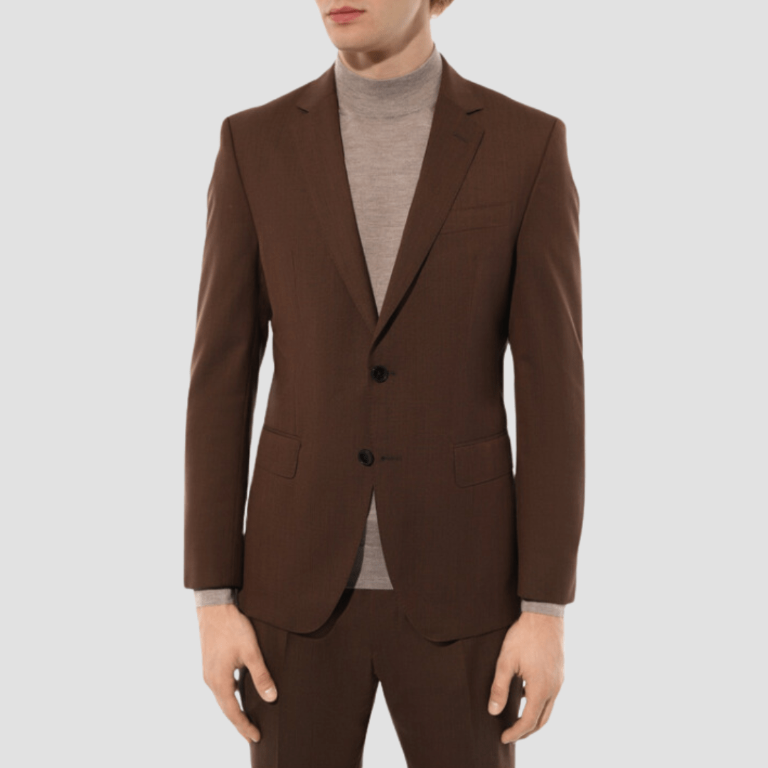 Hugo Boss Slim Fit Suit in Brown Pure Wool