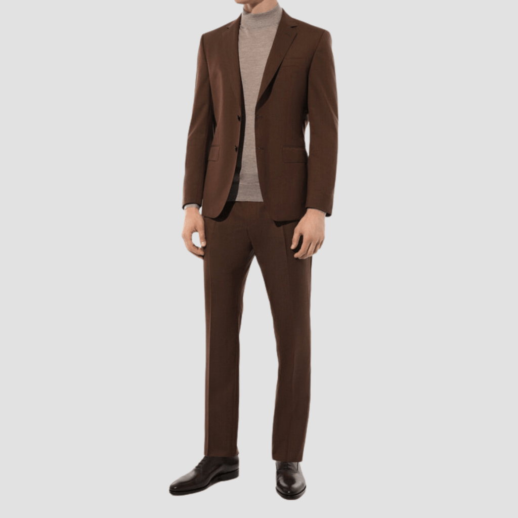 Mens Suits Hugo Boss Slim Fit Suit in Brown Pure Wool Mens