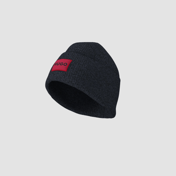 Hugo Boss mens xaff ribbed beanie in navy blue wool blend