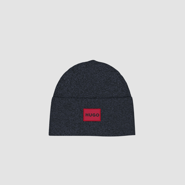 Hugo Boss mens xaff ribbed beanie in navy blue wool blend