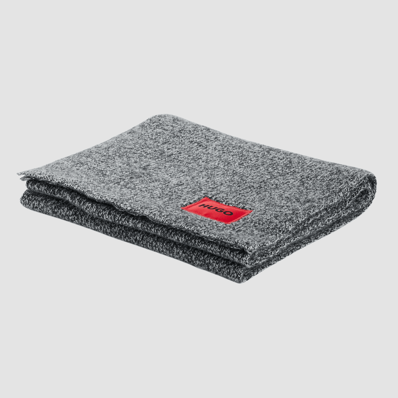 Hugo Boss mens zaff ribbed scarf in grey wool blend