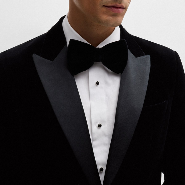 Hugo Boss Slim Fit Hutson Tuxedo Jacket in Black Pure Cotton Velvet