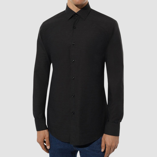 Hugo Mens Slim Fit Koey Shirt in Black Cotton