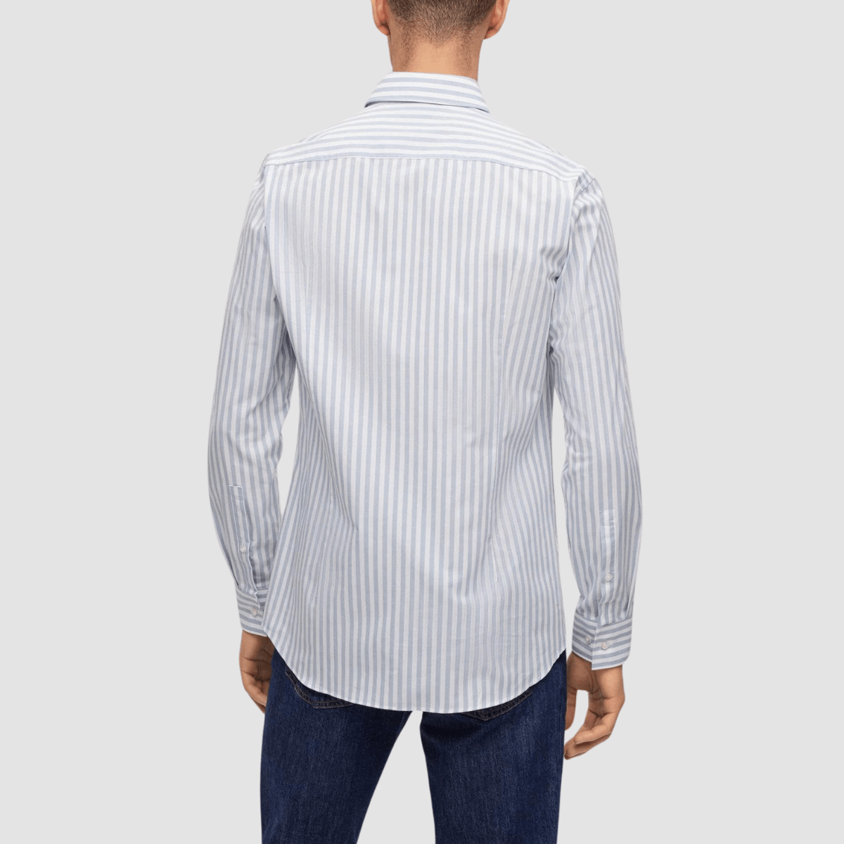 Hugo Slim Fit Kason Shirt in Blue and White Stripe Cotton
