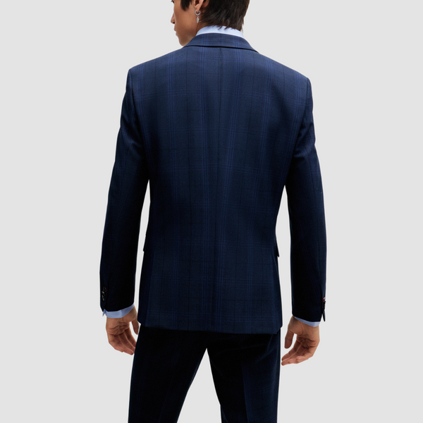 Hugo Boss Super Slim Fit Arti Hesten Suit in Dark Blue Check