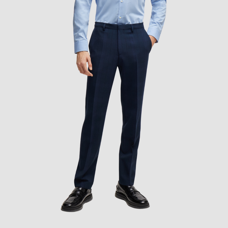 Hugo Boss Super Slim Fit Arti Hesten Suit in Dark Blue Check