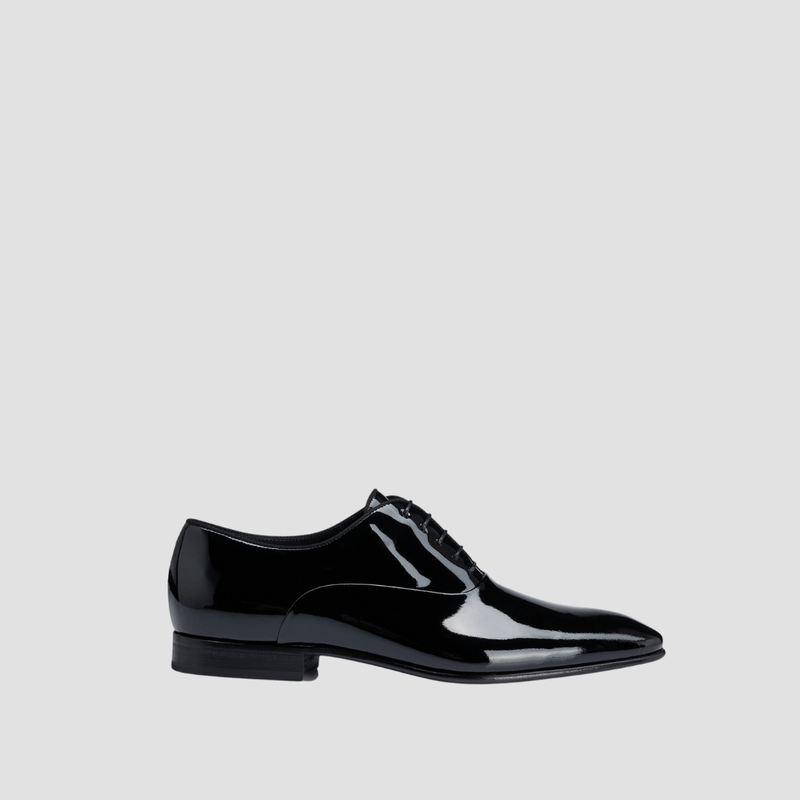 Hugo Boss Oxford Dress Shoes in Patent Black Leather – Mens Suit