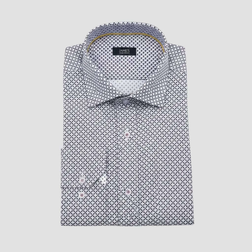 Patterned shirt with a tag on a transparent background