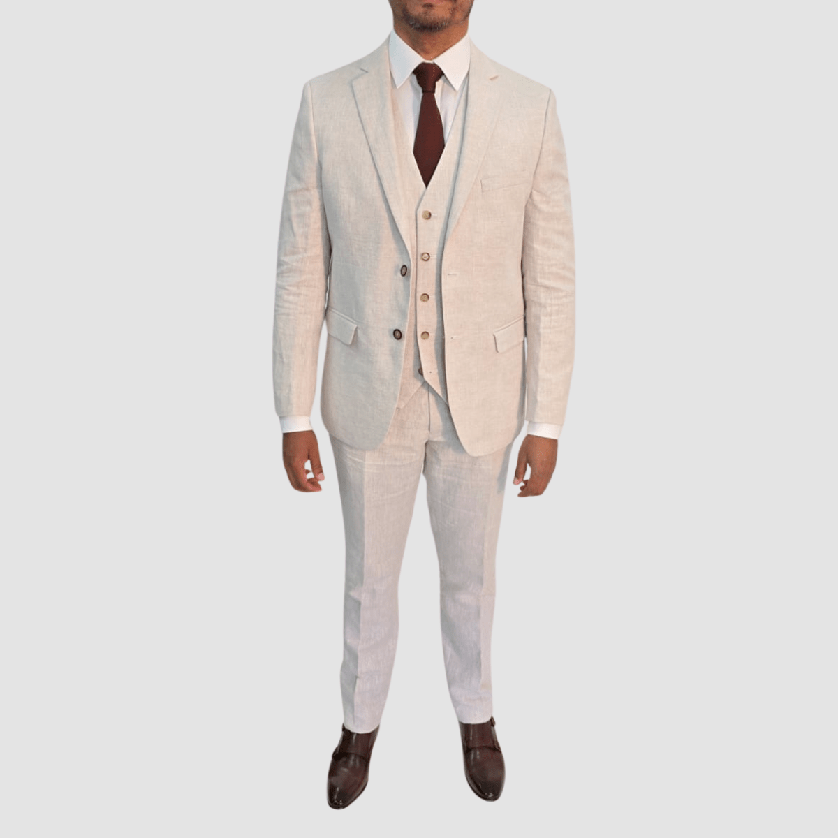 Jenson Slim Fit Marc Linen Suit in Beige