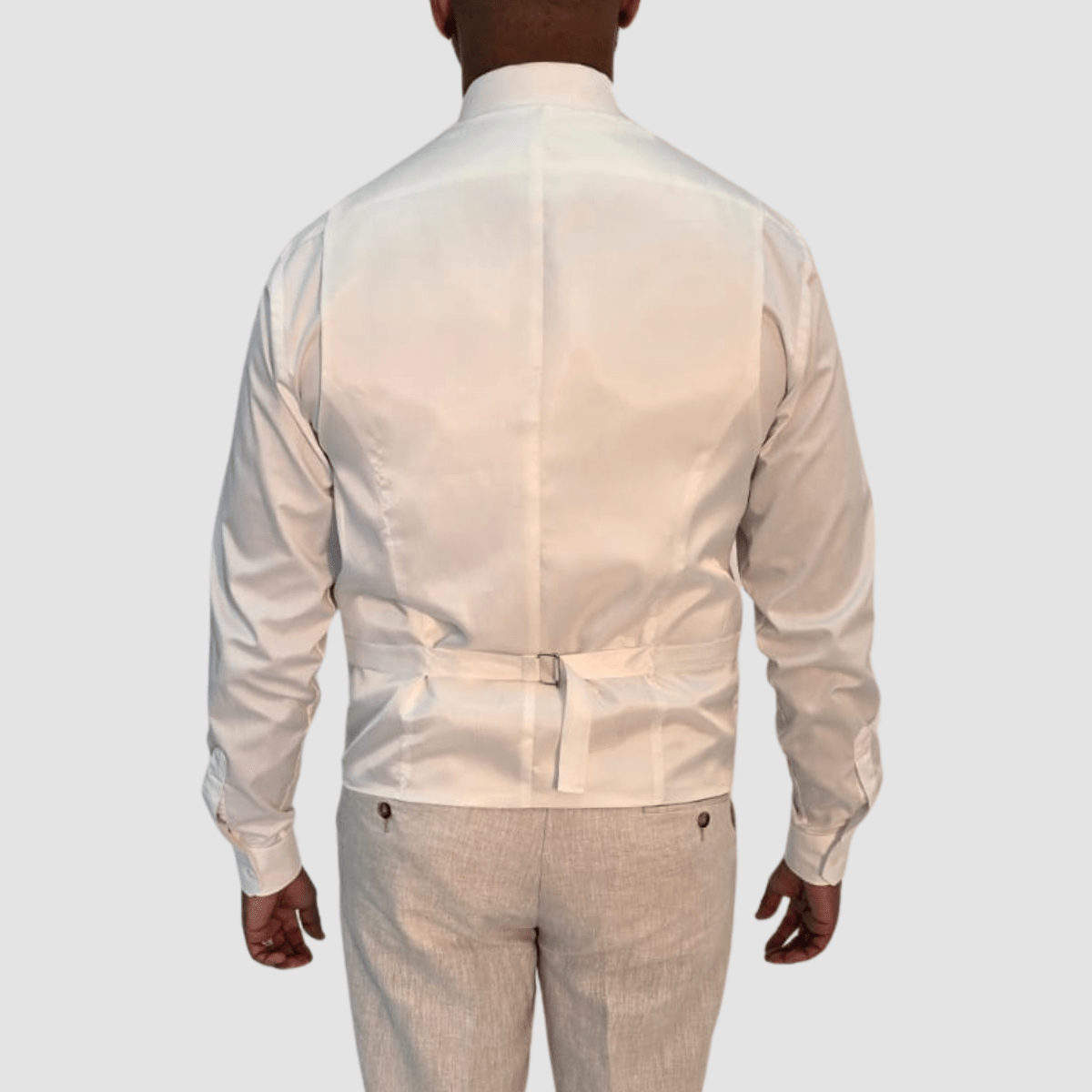 Jenson Mens Slim Fit Marc Linen Vest in Beige