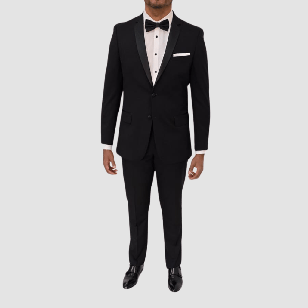 Jenson Slim Fit London Tuxedo Suit in Black – Mens Suit Warehouse