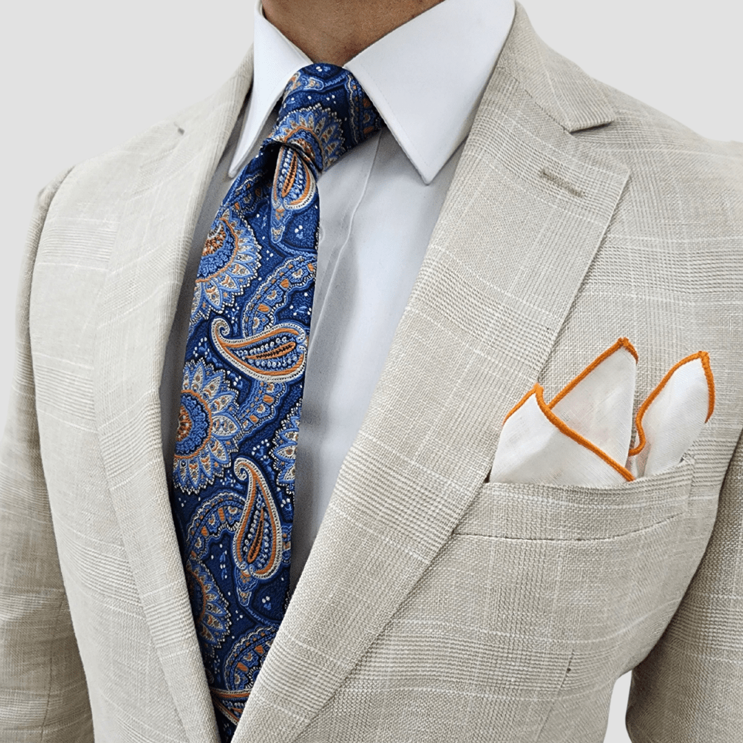 Jenson Mens Slim Fit Rosewood Sports Jacket in Beige Check