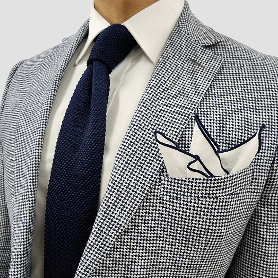 Jenson Mens Slim Fit Rosewood Sports Jacket in Houndstooth Navy