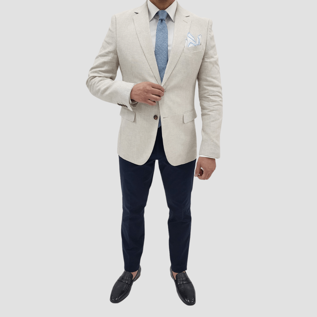 Jenson Mens Slim Fit Rosewood Sports Jacket in Sand