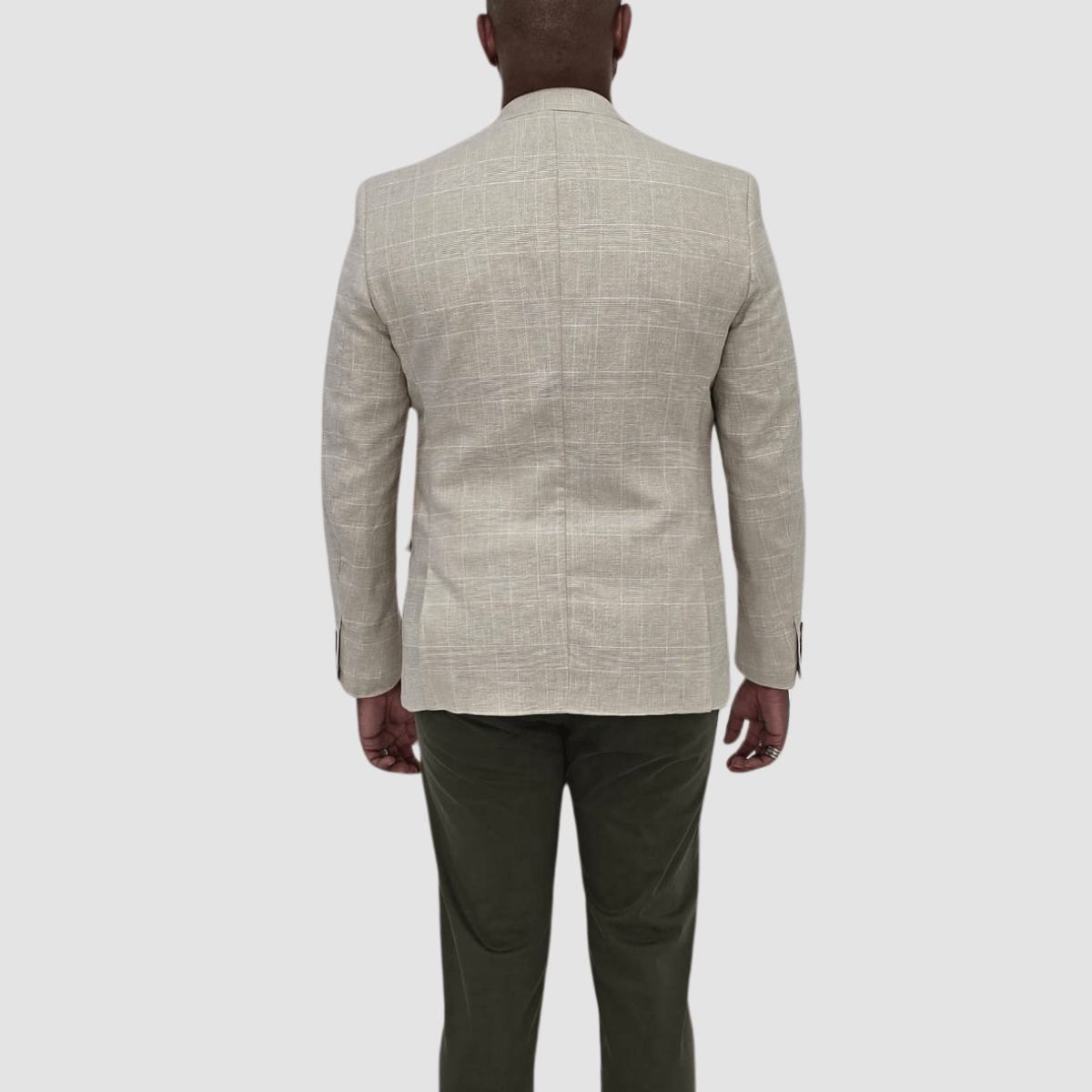 Jenson Mens Slim Fit Rosewood Sports Jacket in Beige Check