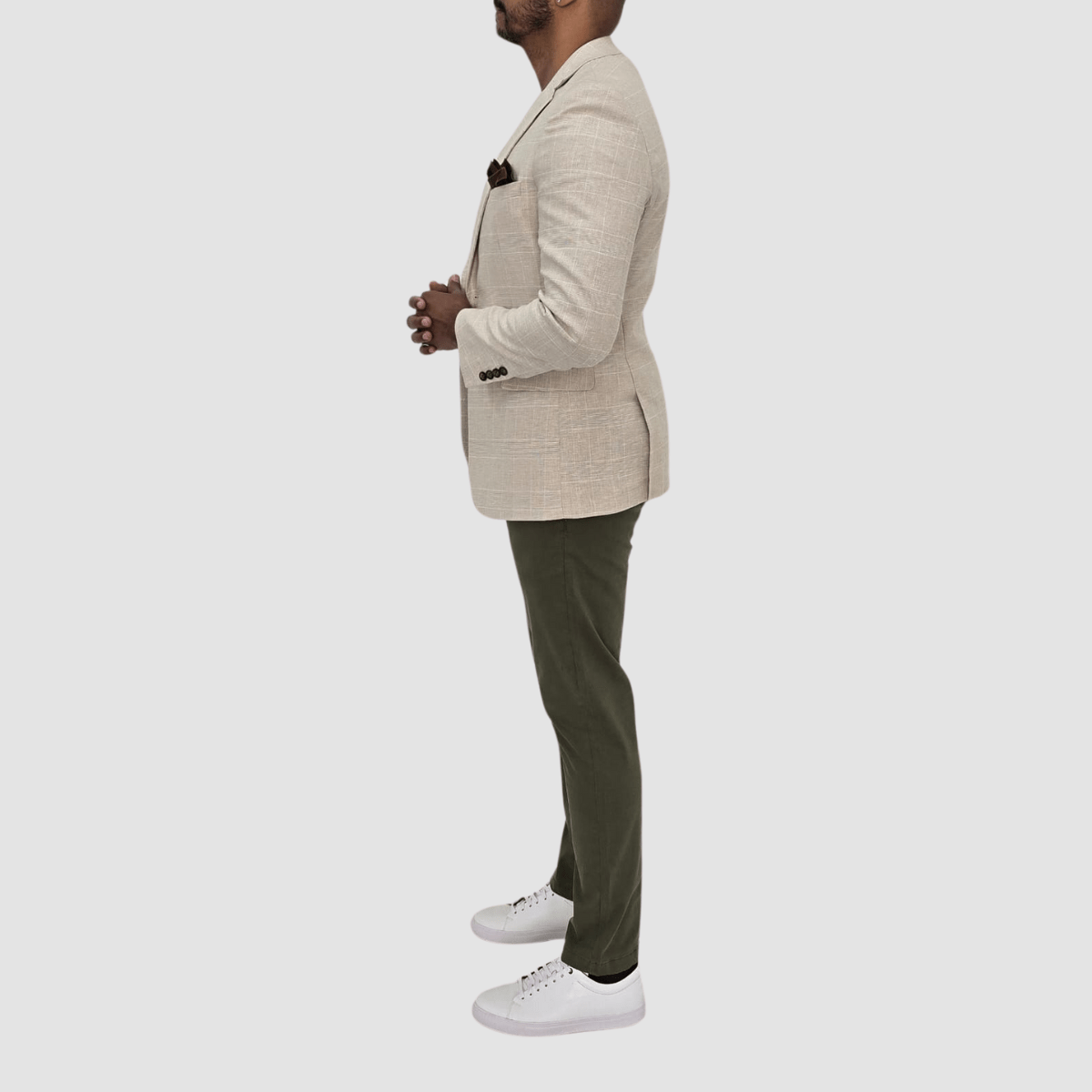 Jenson Mens Slim Fit Rosewood Sports Jacket in Beige Check