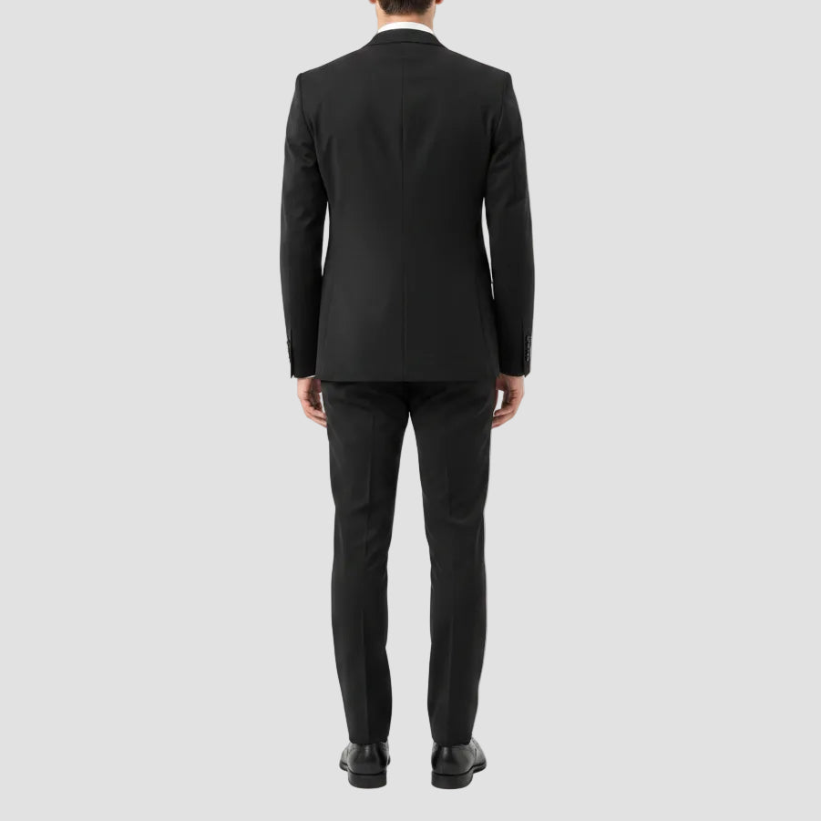 black suit white background