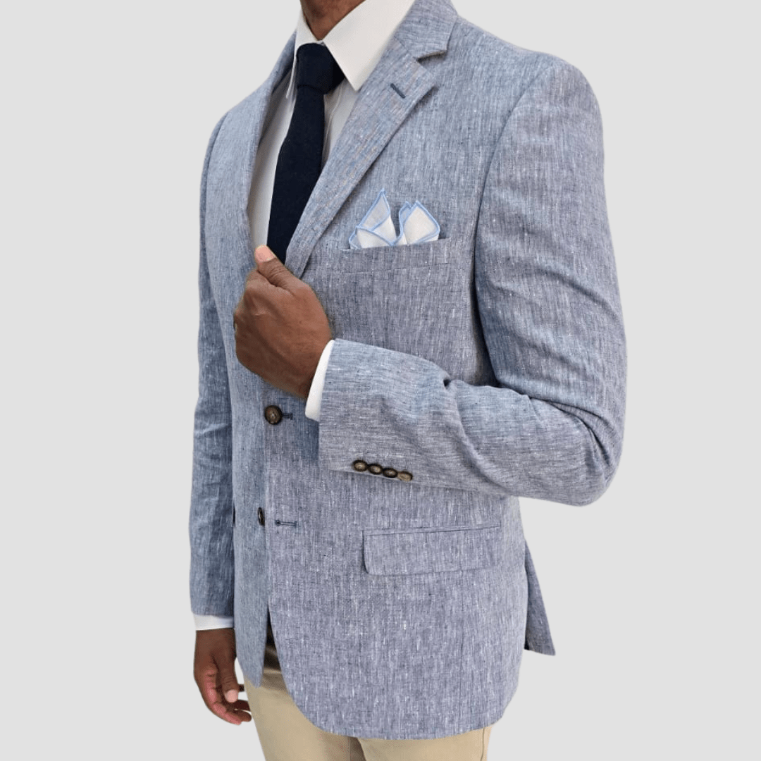 Jenson Mens Slim Fit Peter Linen Sports Jacket in Blue