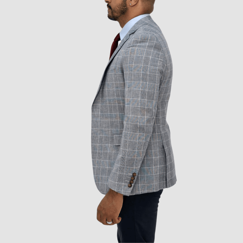 Jenson Mens Slim Fit Rosewood Sports Jacket in Blue Check