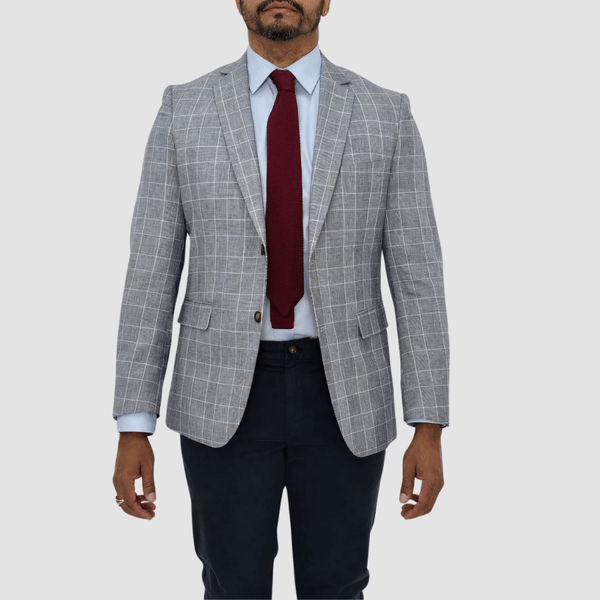 Jenson Mens Slim Fit Rosewood Sports Jacket in Blue Check