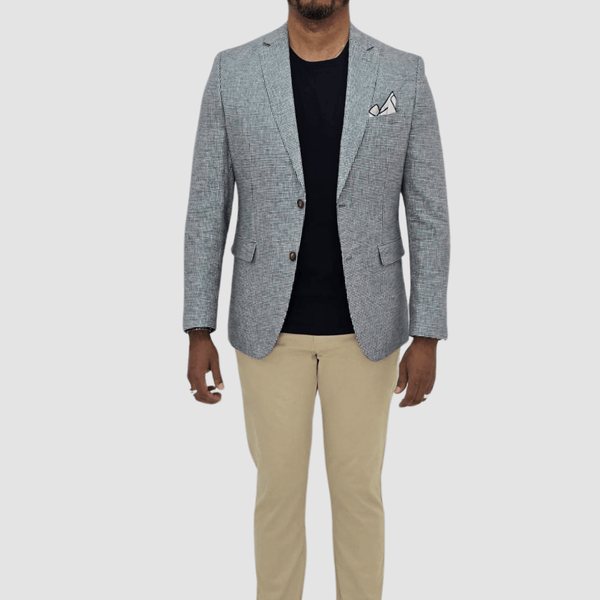 Jenson Mens Slim Fit Rosewood Sports Jacket in Houndstooth Navy
