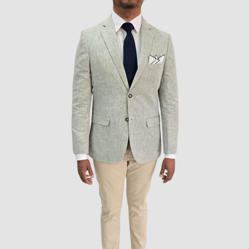 Jenson Mens Slim Fit Peter Linen Sports Jacket in Green