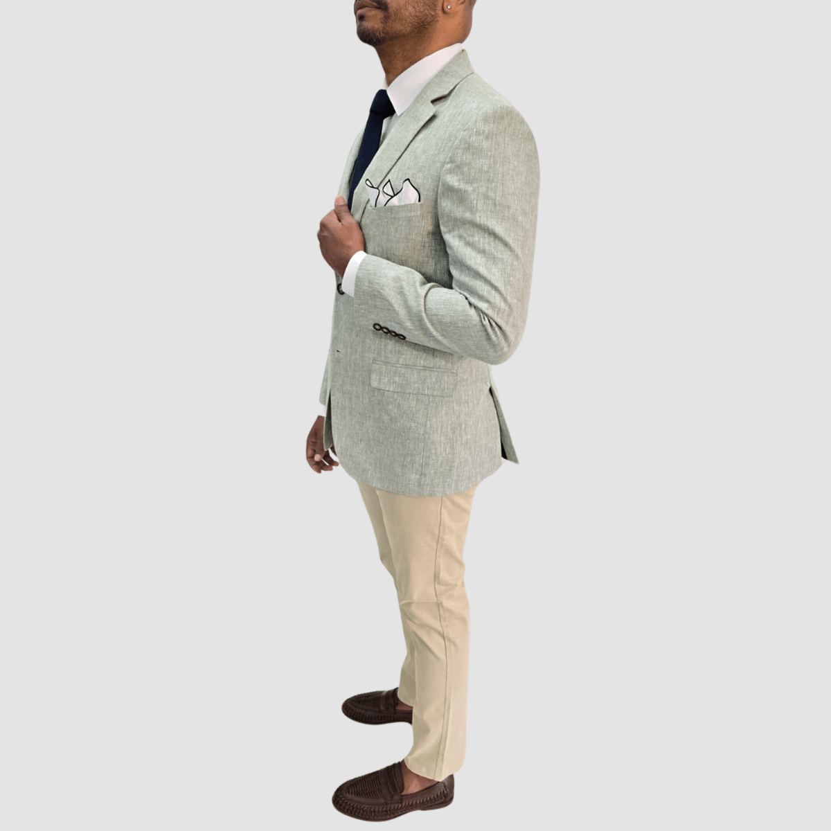 Jenson Mens Slim Fit Peter Linen Sports Jacket in Green