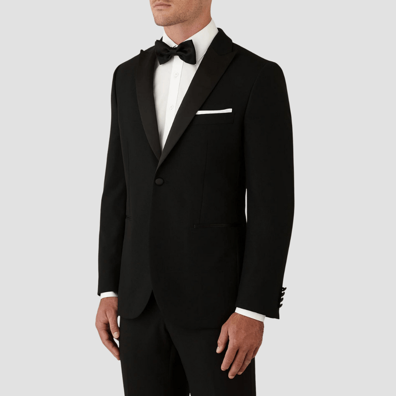 Joe Black slim fit citadel peak lapel evening tuxedo in black