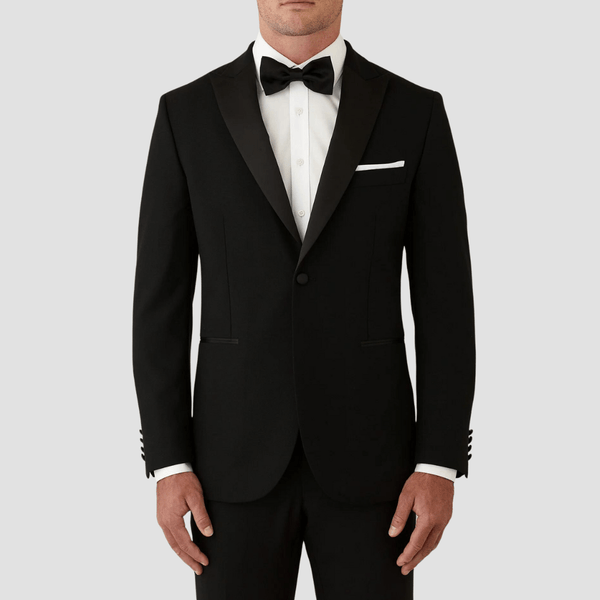 Joe Black slim fit citadel peak lapel evening tuxedo in black