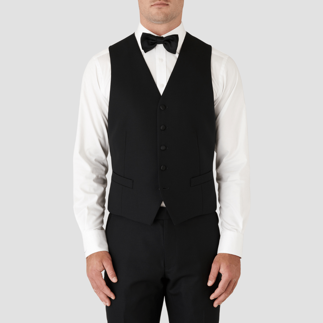 Joe Black slim fit mail vest in black pure wool FCK410