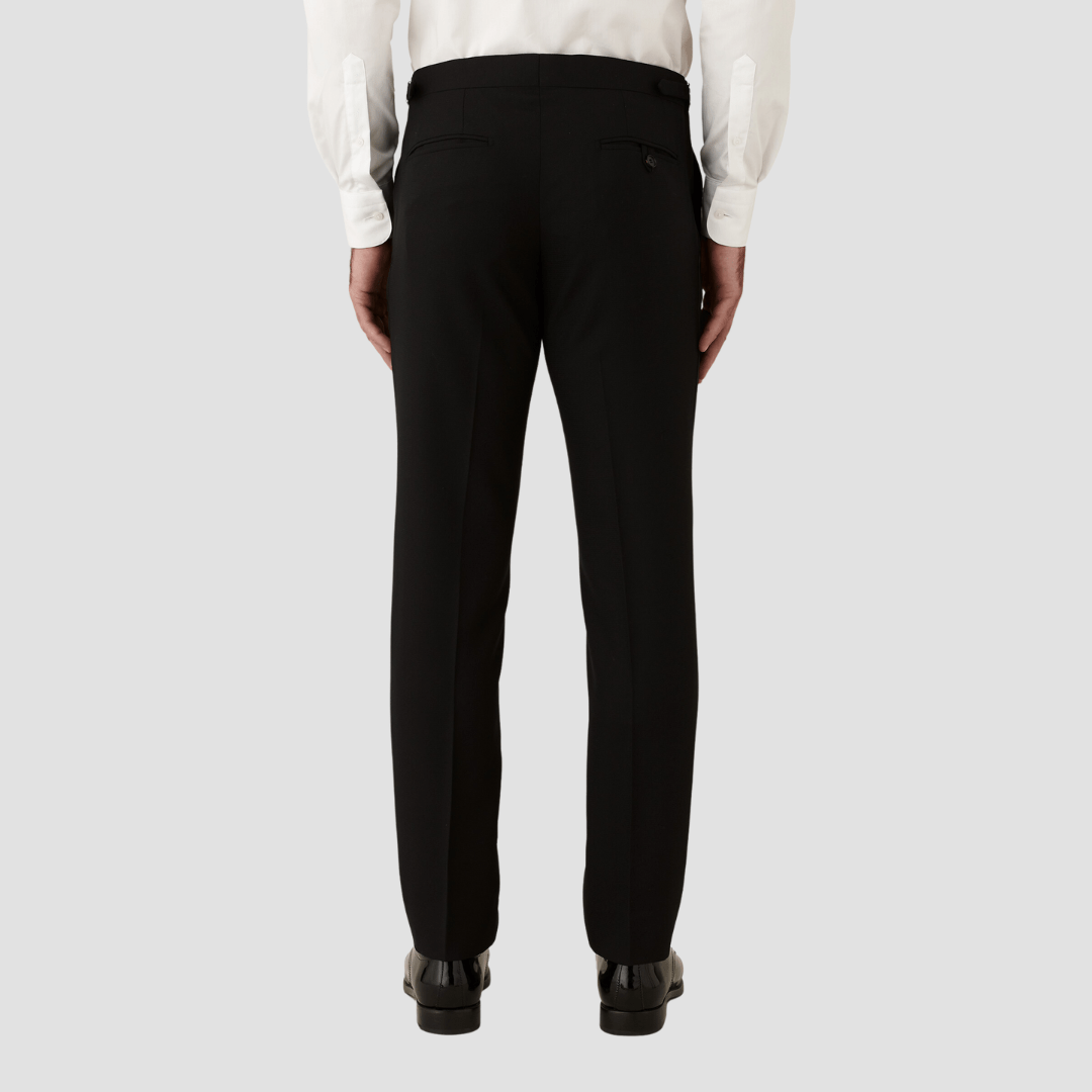 Joe Black tailored fit solidus trouser in black pure wool FCK410
