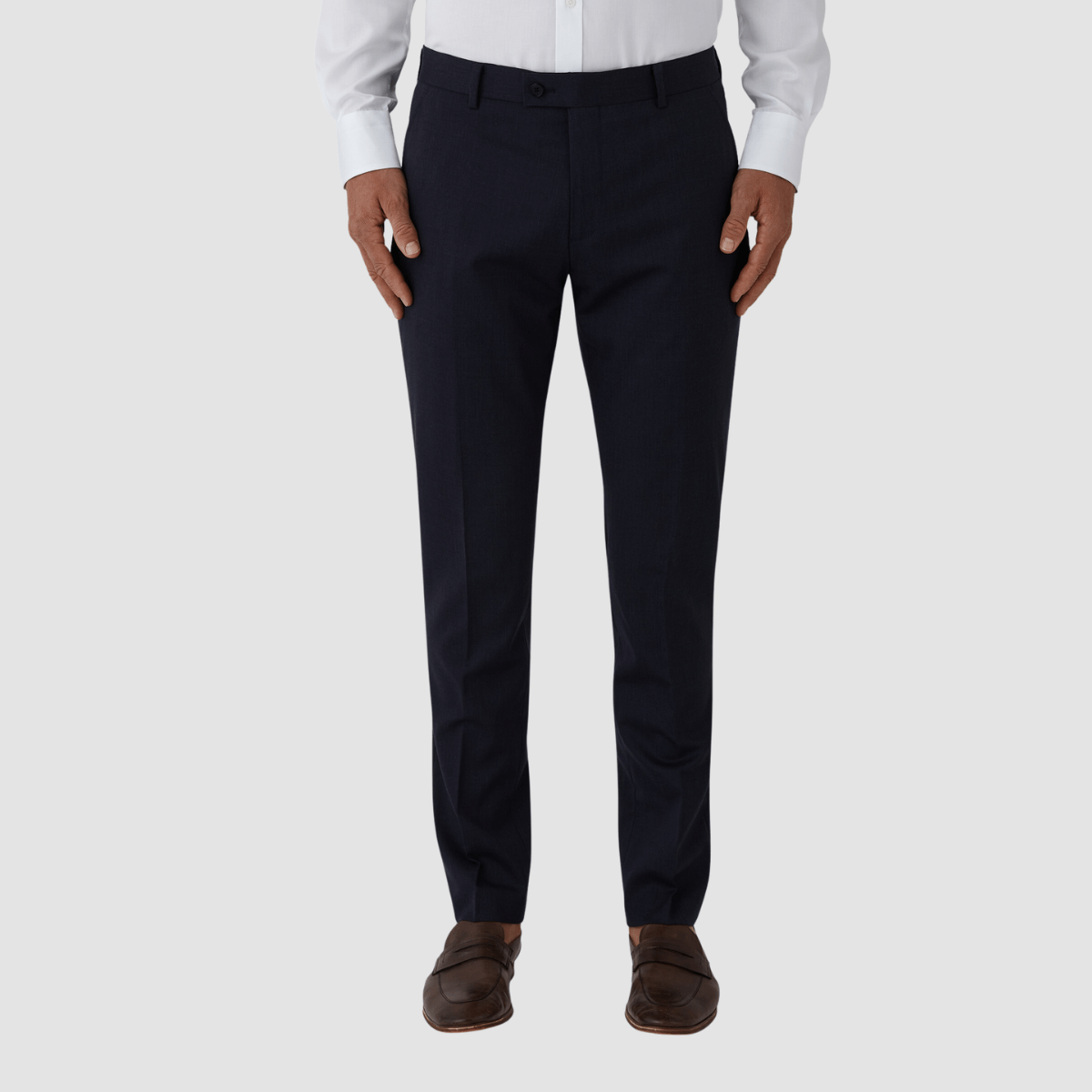 Joe Black slim fit cavalry sports trousers in navy wool stretch