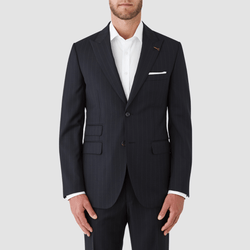 Joe Black Tailored Fit Convoy Suit in Dark Navy Pinstripe Pure Wool