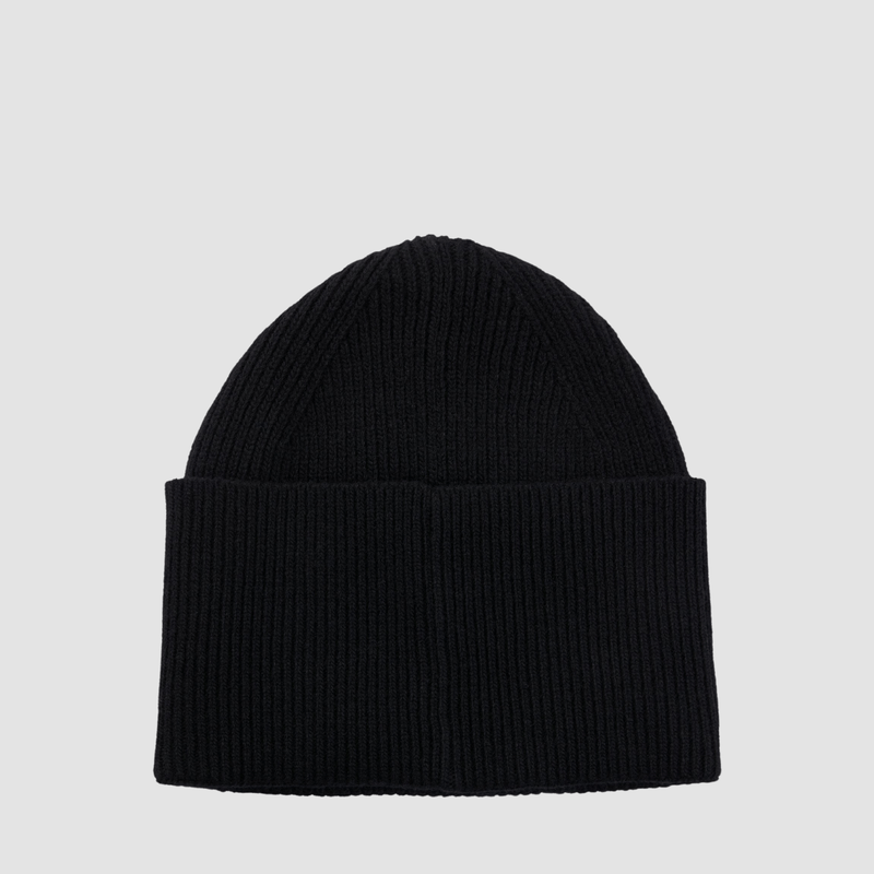 Hugo Boss mens xaff ribbed beanie in black wool blend