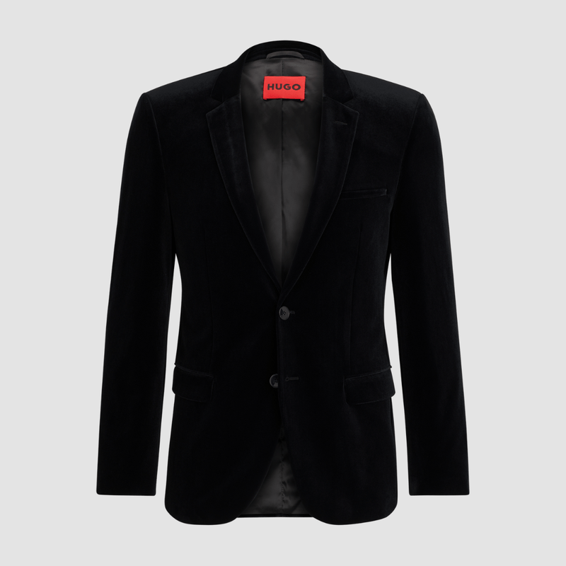 Hugo Boss Super-Slim Fit Arti224J Velvet Jacket in Black