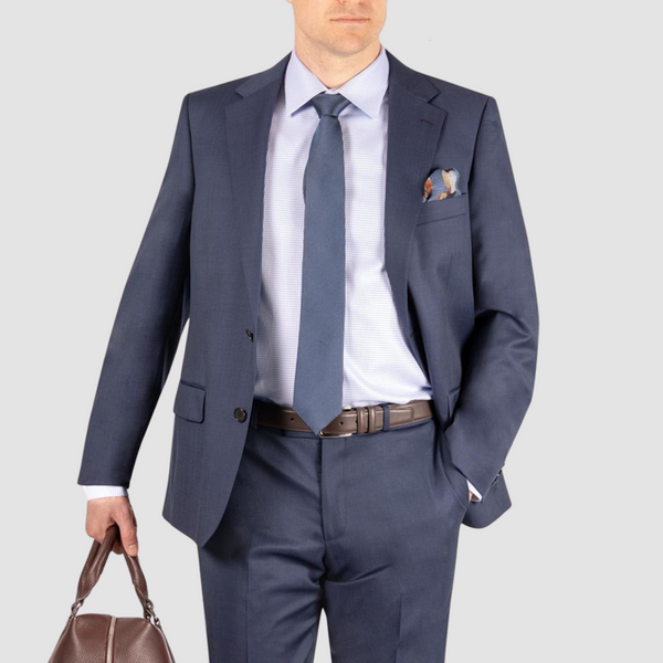 Rembrandt Cooper Suit in Blue Nailhead Pure Wool - Big Man