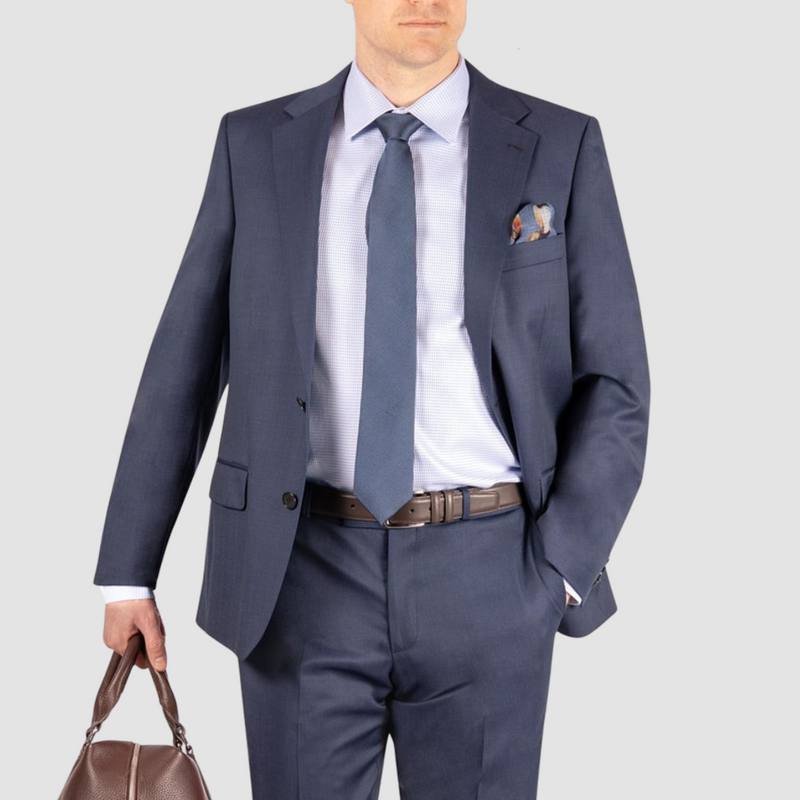 Rembrandt Classic Fit Cooper Suit in Blue Nailhead Pure Wool - Big Man