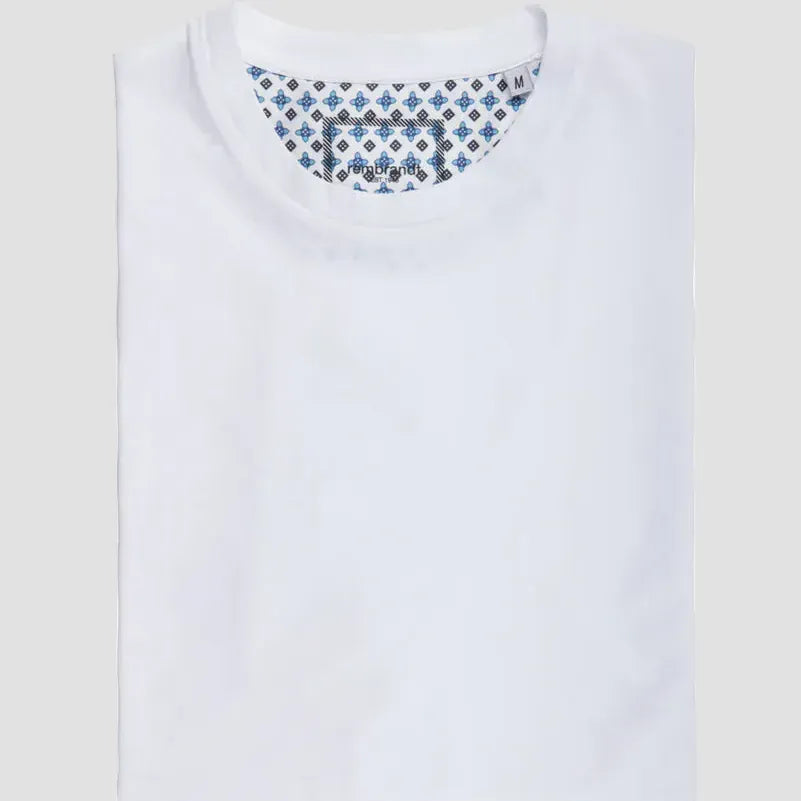 Pure cotton white Sorrento tee by Rembrandt with an original fit that sits naturally on the body.