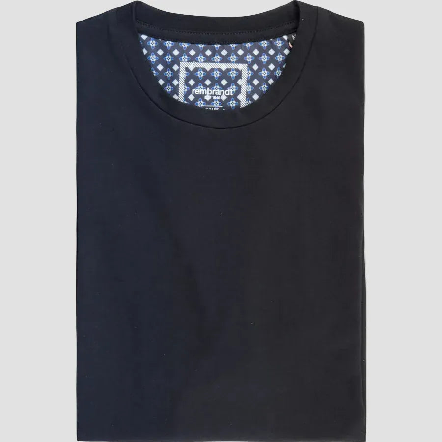 Pure cotton black Sorrento tee by Rembrandt with an original fit that sits naturally on the body.