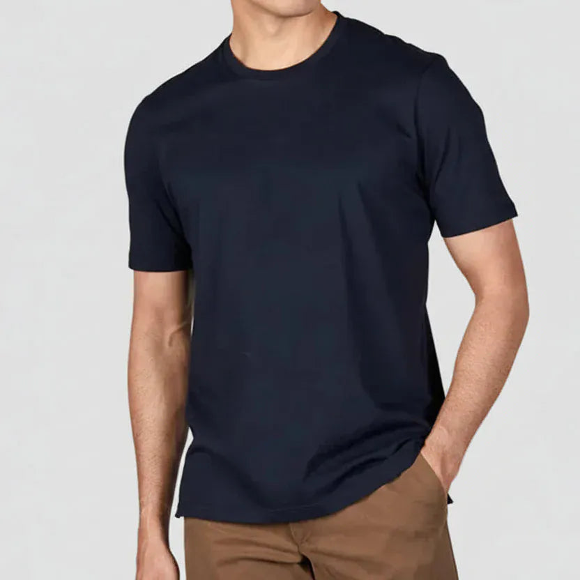 Pure cotton black Sorrento tee by Rembrandt with an original fit that sits naturally on the body.