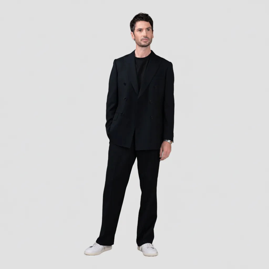 Rembrandt Doppio Double Breasted Suit in Jet Black